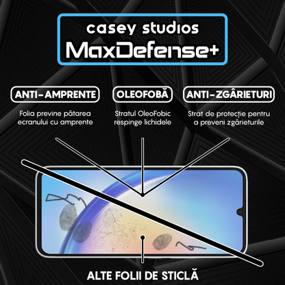 Folie Sticla MaxDefense+ - Samsung Galaxy A34/A15/A15 5G/A24 4G/A25/M15 - Negru