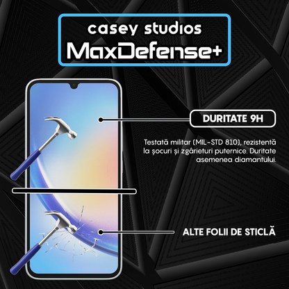 Folie Sticla MaxDefense+ - Samsung Galaxy A34/A15/A15 5G/A24 4G/A25/M15 - Negru