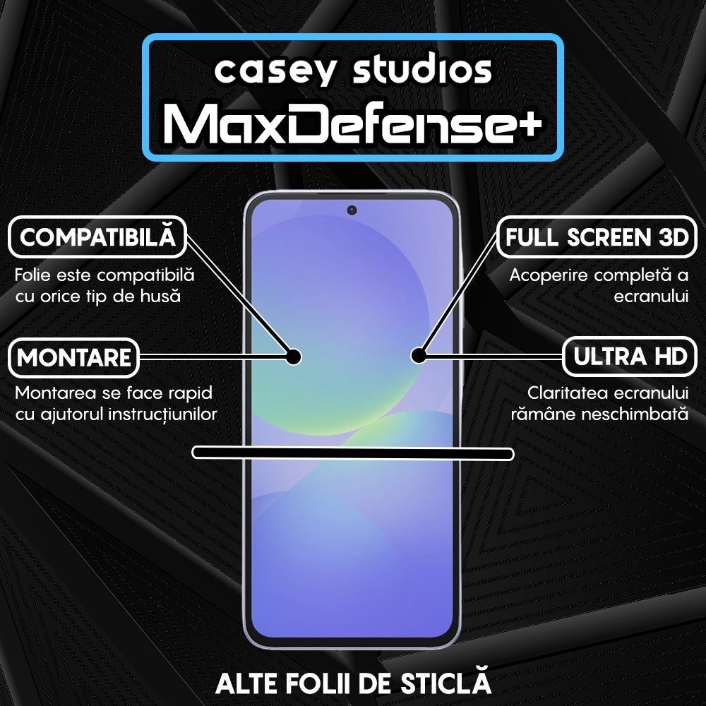 Folie Sticla MaxDefense+ - Samsung Galaxy A36 - Negru
