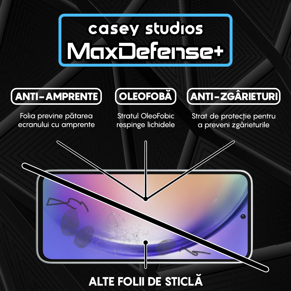 Folie Sticla MaxDefense+ - Samsung Galaxy S23 FE/A54 - Negru