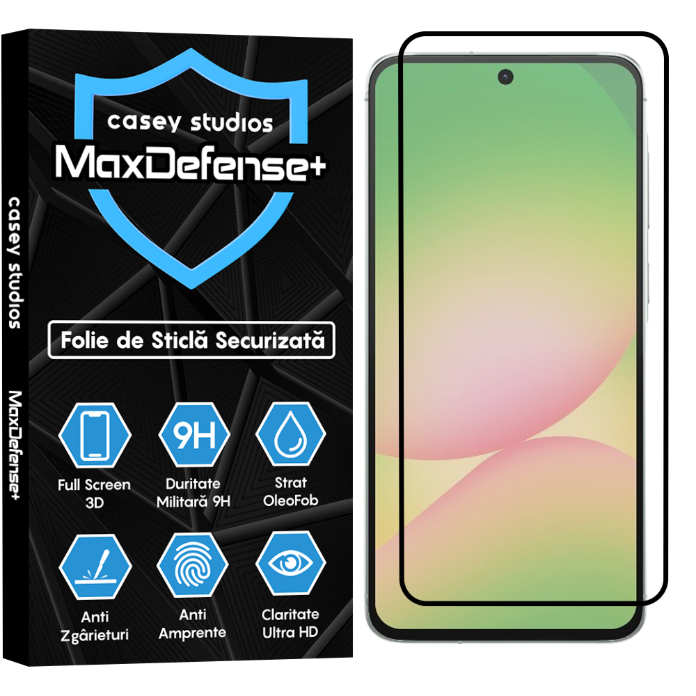 Folie Sticla MaxDefense+ - Samsung Galaxy A56 - Negru