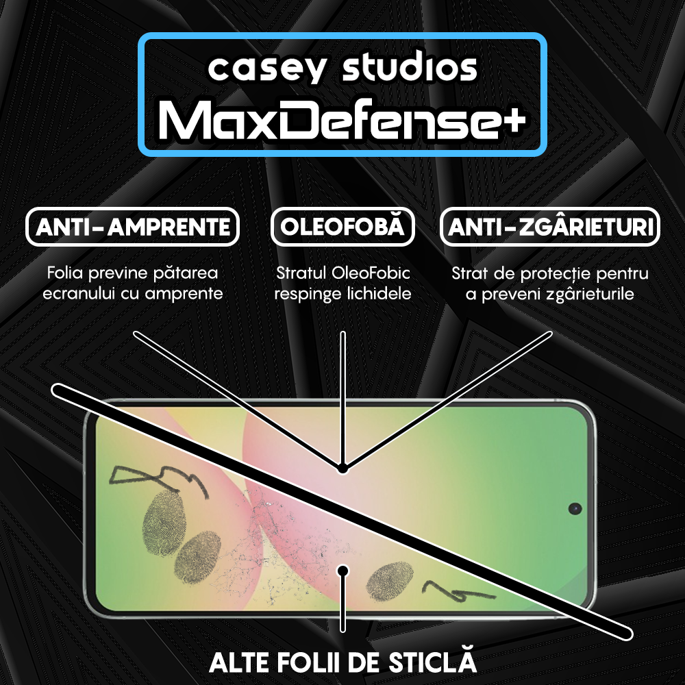 Folie Sticla MaxDefense+ - Samsung Galaxy A56 - Negru
