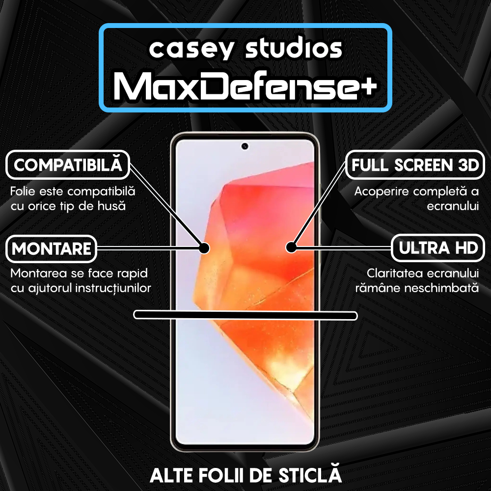 Folie Sticla MaxDefense+ - Samsung Galaxy C55 - Negru