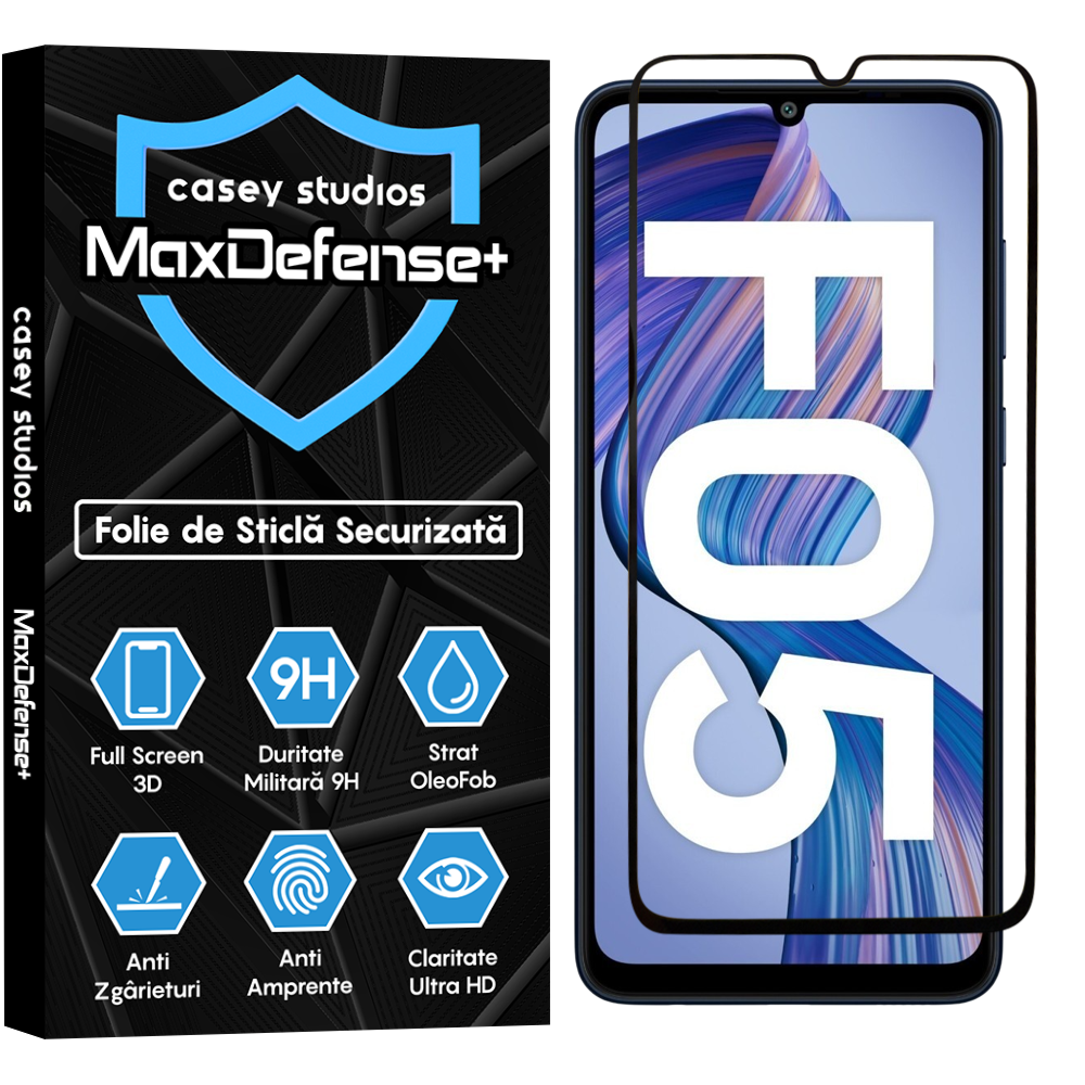 Folie Sticla MaxDefense+ - Samsung Galaxy F05 - Negru
