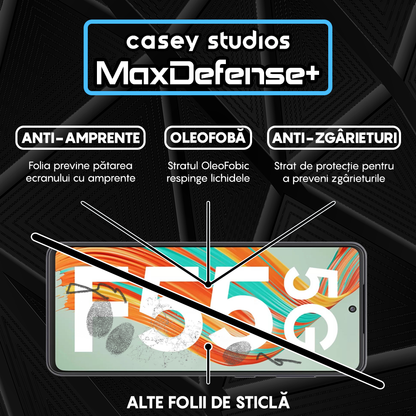Folie Sticla MaxDefense+ - Samsung Galaxy F55 - Negru