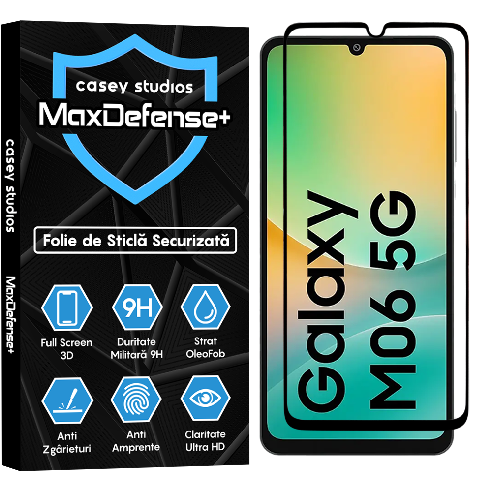 Folie Sticla MaxDefense+ - Samsung Galaxy M06 - Negru