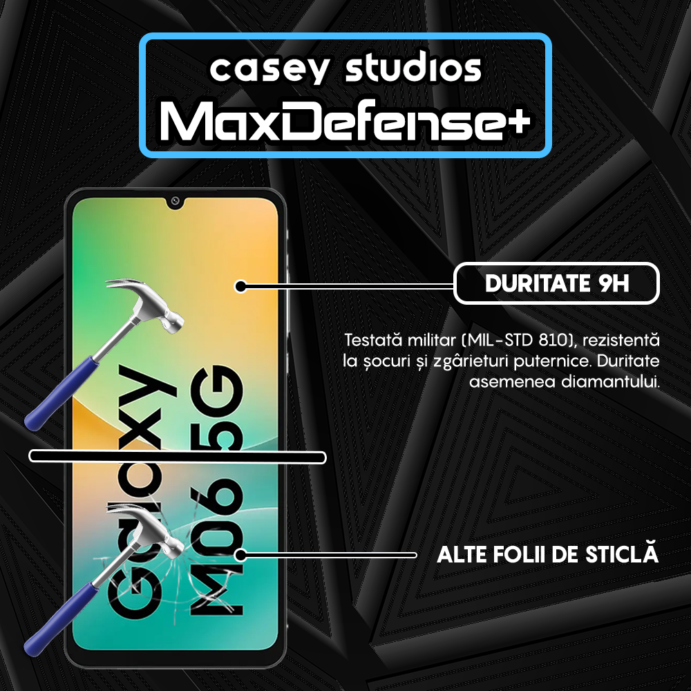 Folie Sticla MaxDefense+ - Samsung Galaxy M06 - Negru