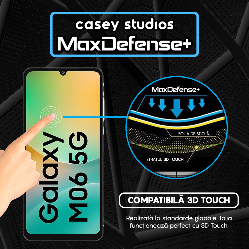 Folie Sticla MaxDefense+ - Samsung Galaxy M06 - Negru