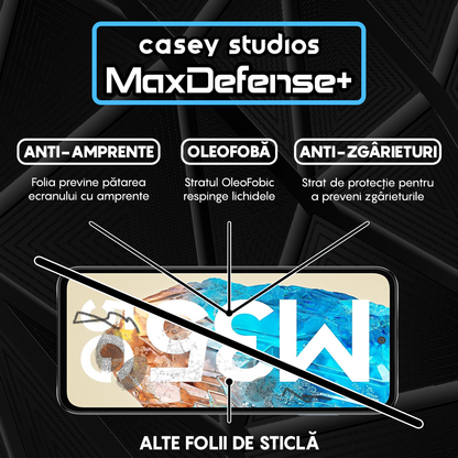 Folie Sticla MaxDefense+ - Samsung Galaxy M35 - Negru