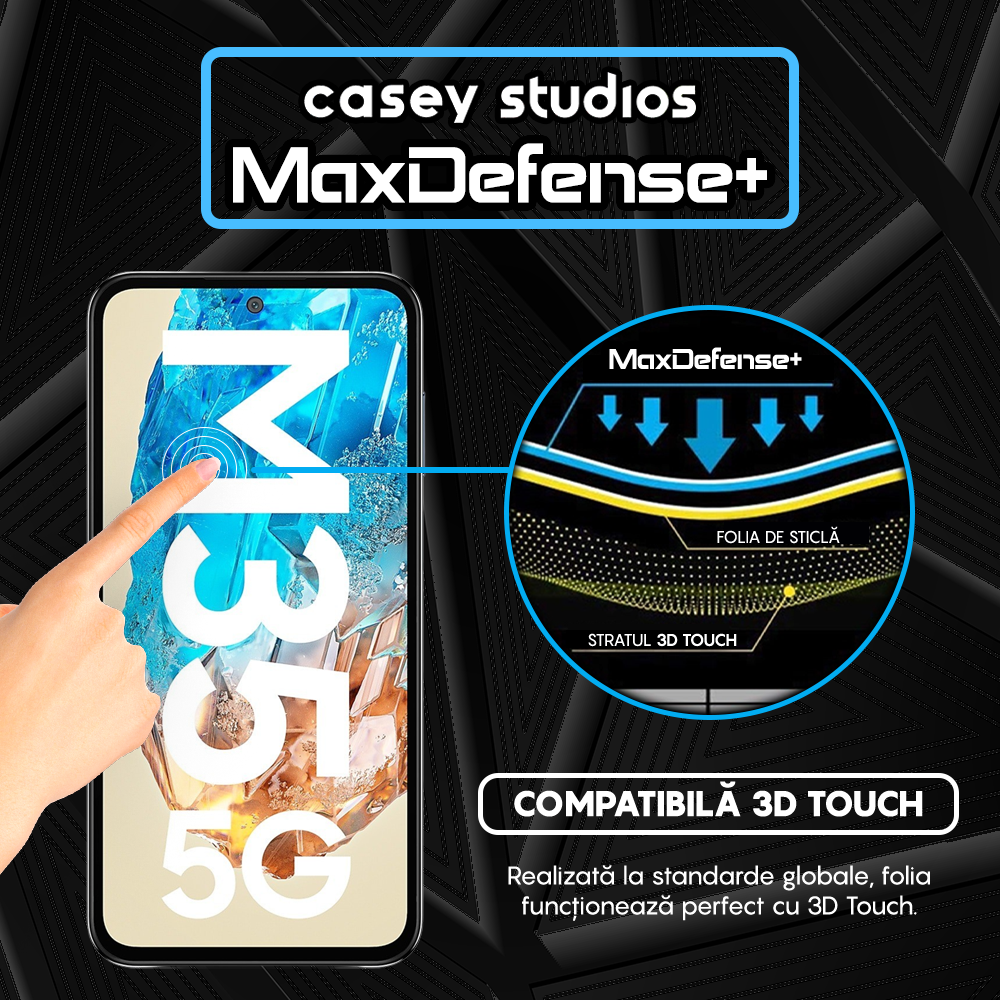 Folie Sticla MaxDefense+ - Samsung Galaxy M35 - Negru