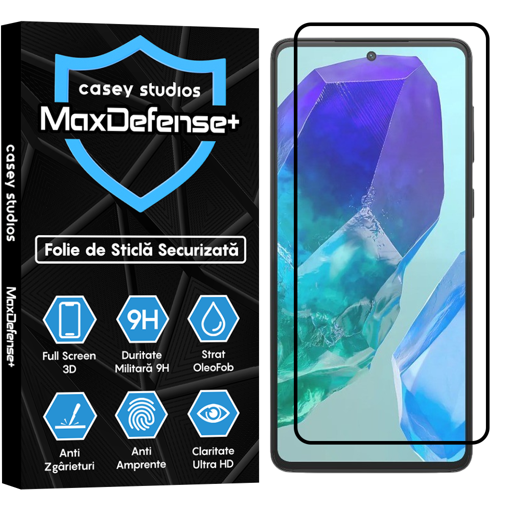 Folie Sticla MaxDefense+ - Samsung Galaxy M55 - Negru