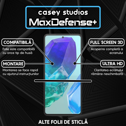 Folie Sticla MaxDefense+ - Samsung Galaxy M55 - Negru