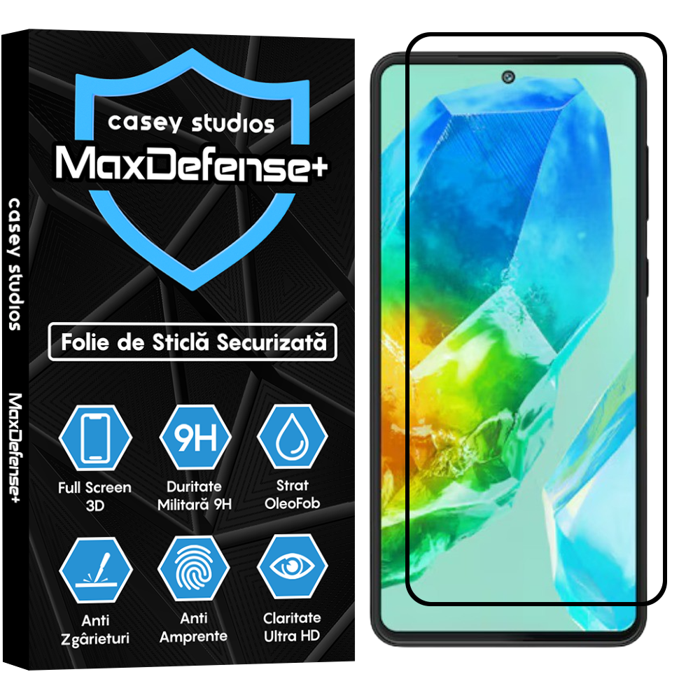 Folie Sticla MaxDefense+ - Samsung Galaxy M55s - Negru
