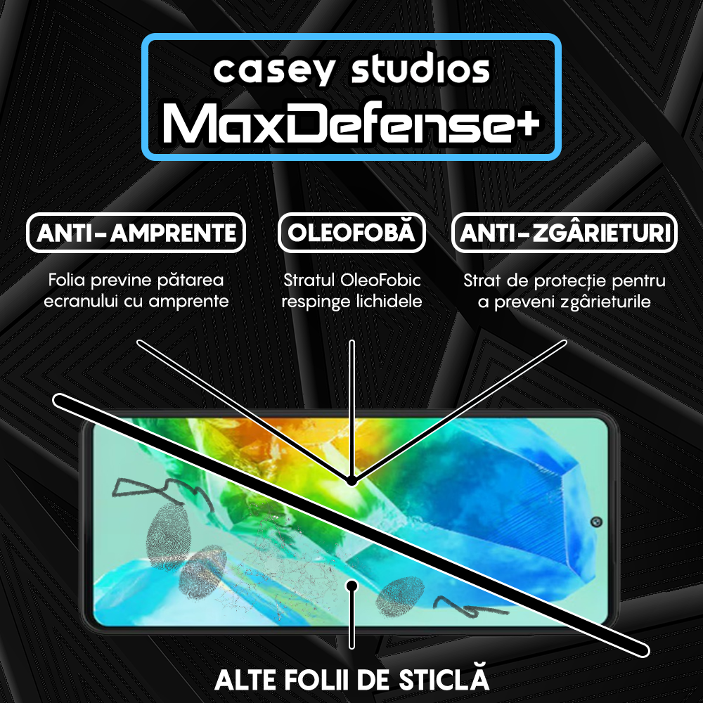 Folie Sticla MaxDefense+ - Samsung Galaxy M55s - Negru