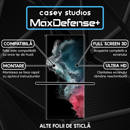 Folie Sticla MaxDefense+ - Samsung Galaxy S22 Ultra 5G - Negru