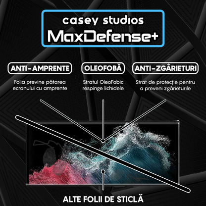 Folie Sticla MaxDefense+ - Samsung Galaxy S22 Ultra 5G - Negru