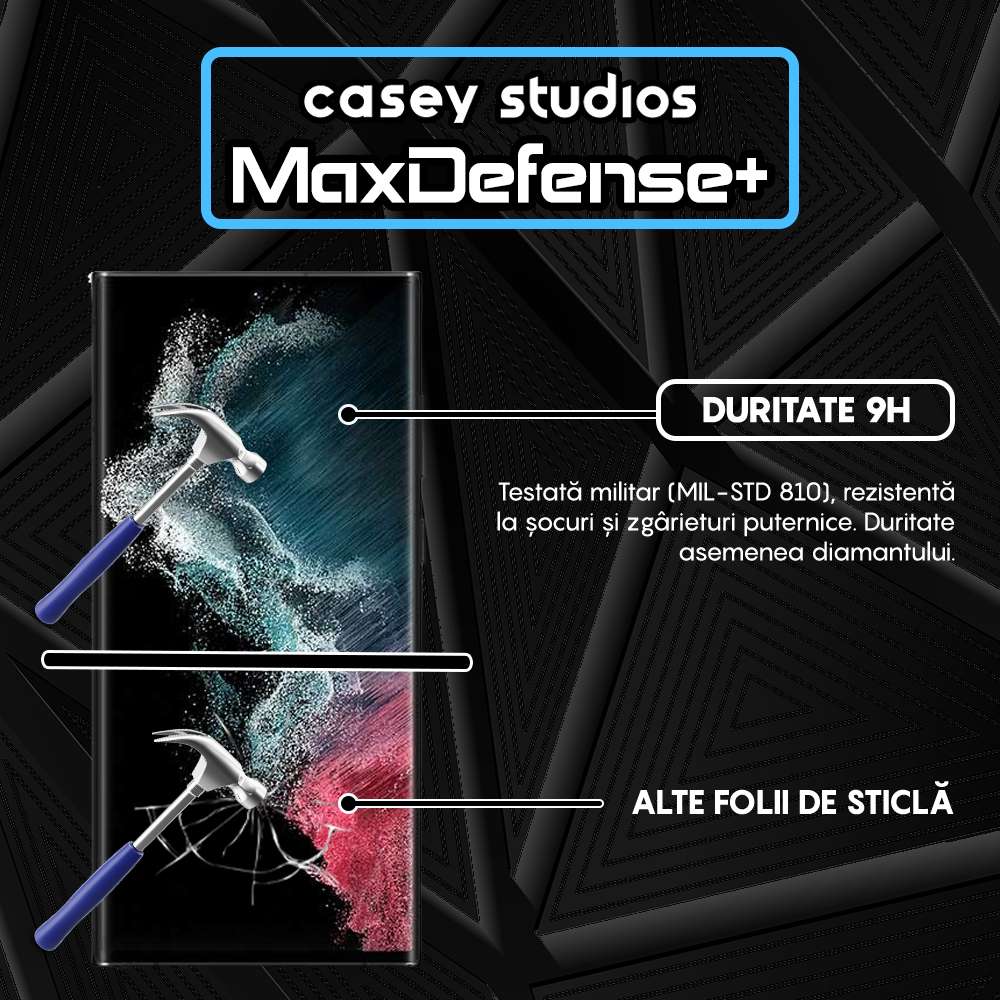 Folie Sticla MaxDefense+ - Samsung Galaxy S22 Ultra 5G - Negru