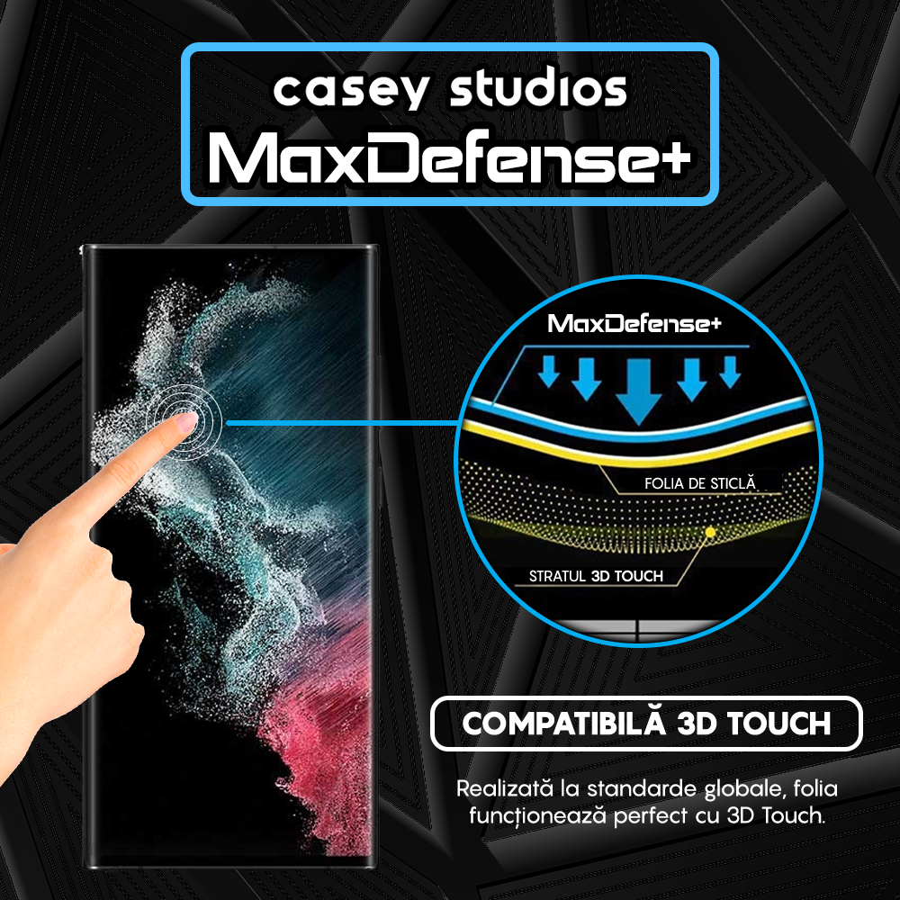 Folie Sticla MaxDefense+ - Samsung Galaxy S22 Ultra 5G - Negru