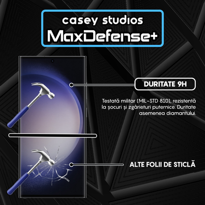 Folie Sticla MaxDefense+ - Samsung Galaxy S23 Ultra - Negru