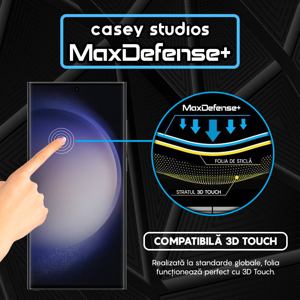Folie Sticla MaxDefense+ - Samsung Galaxy S23 Ultra - Negru