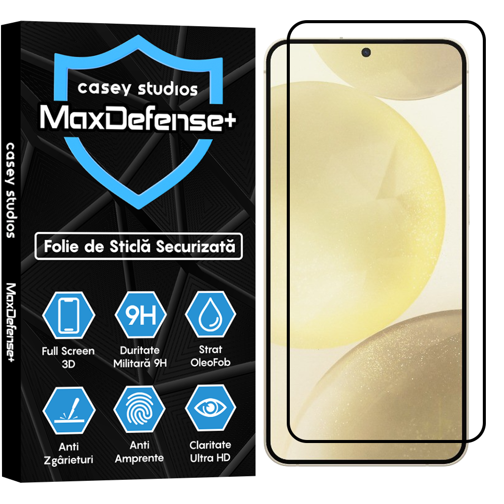 Folie Sticla MaxDefense+ - Samsung Galaxy S24 Plus - Negru