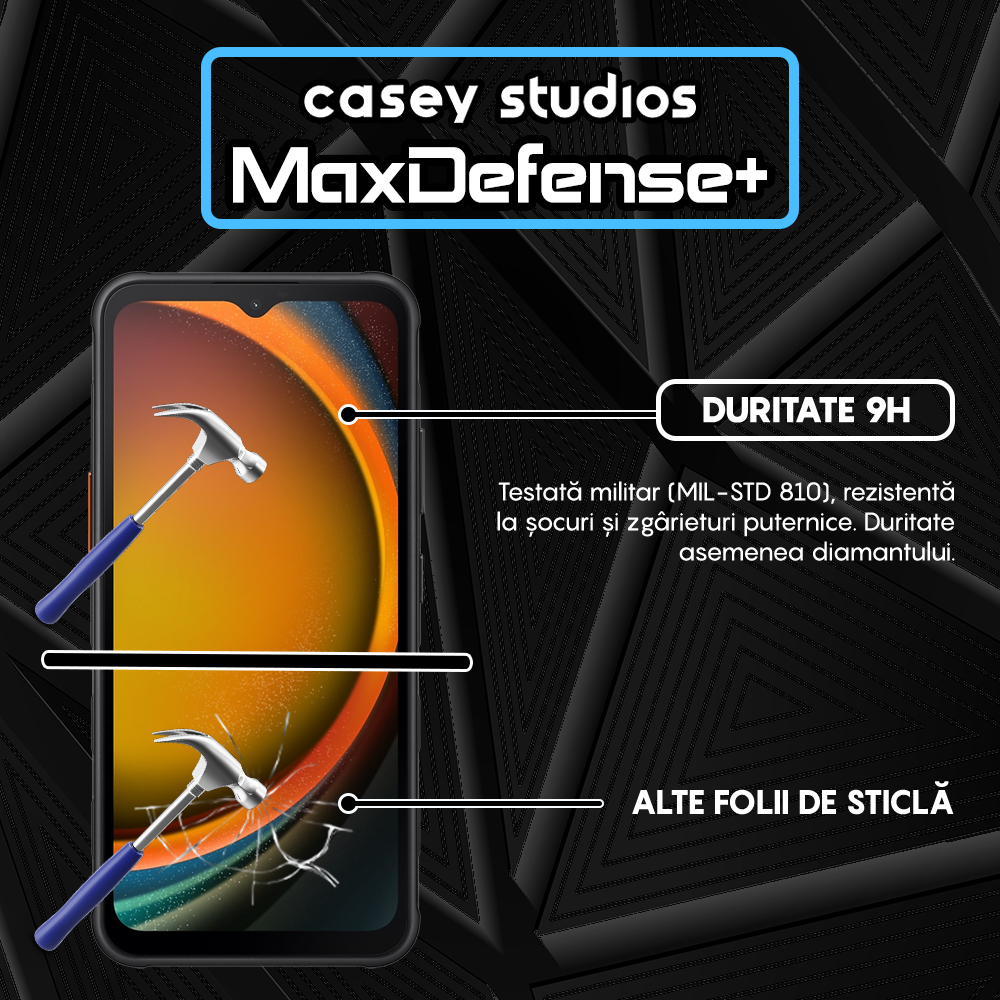 Folie Sticla MaxDefense+ - Samsung Galaxy Xcover7 - Negru