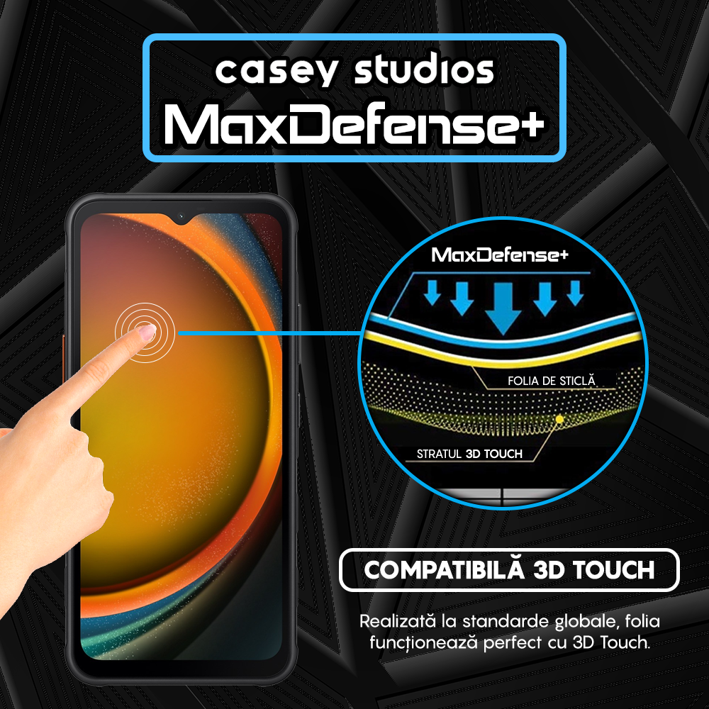 Folie Sticla MaxDefense+ - Samsung Galaxy Xcover7 - Negru