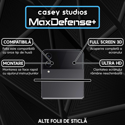 Folie Sticla MaxDefense+ - Samsung Galaxy Z Flip4 - Negru