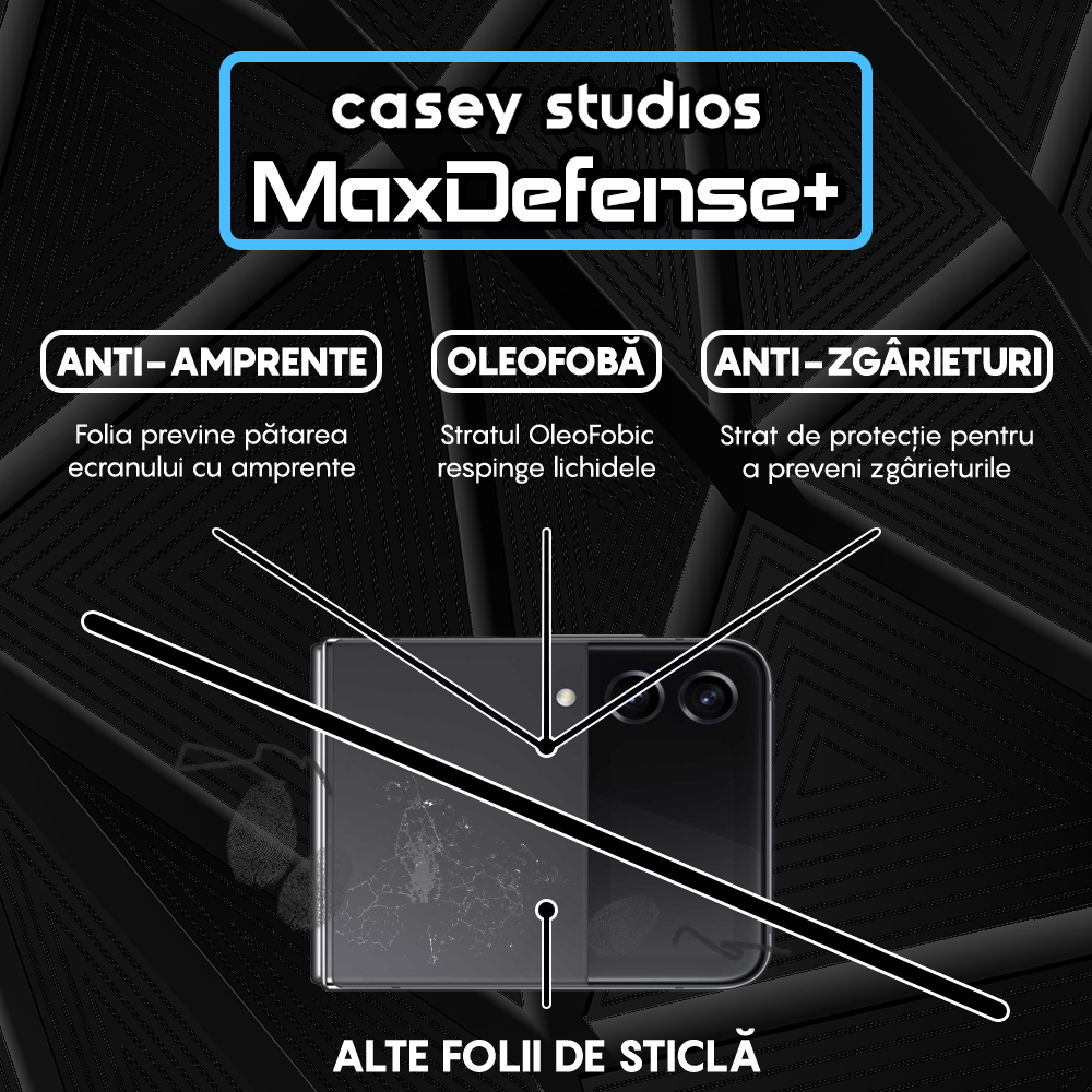 Folie Sticla MaxDefense+ - Samsung Galaxy Z Flip4 - Negru