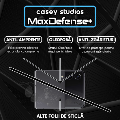 Folie Sticla MaxDefense+ - Samsung Galaxy Z Flip4 - Negru