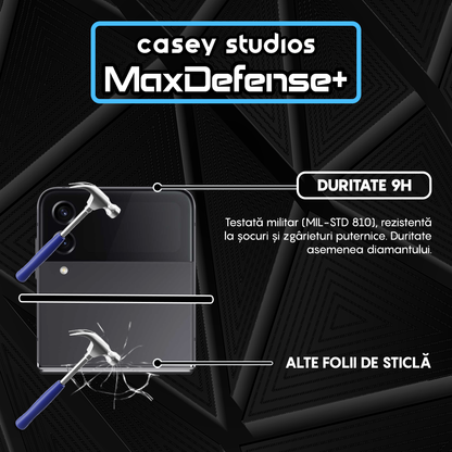 Folie Sticla MaxDefense+ - Samsung Galaxy Z Flip4 - Negru