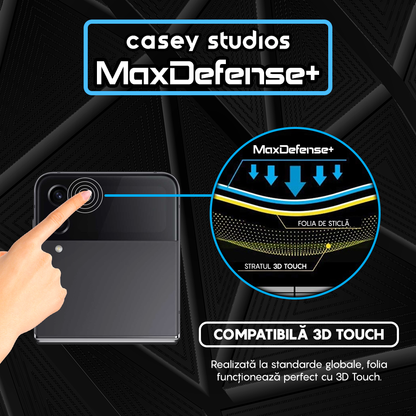 Folie Sticla MaxDefense+ - Samsung Galaxy Z Flip4 - Negru