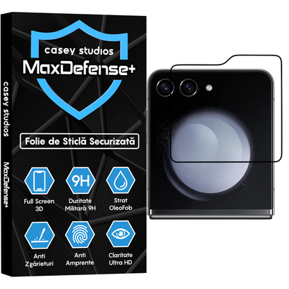 Folie Sticla MaxDefense+ - Samsung Galaxy Z Flip5 - Negru