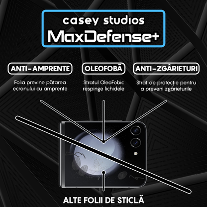 Folie Sticla MaxDefense+ - Samsung Galaxy Z Flip5 - Negru