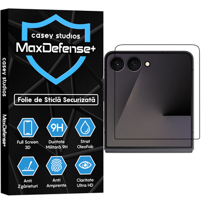 Folie Sticla MaxDefense+ - Samsung Galaxy Z Flip7 - Negru