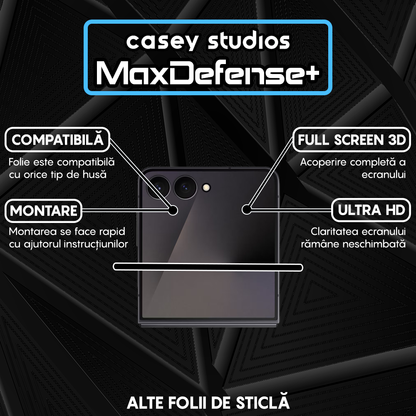 Folie Sticla MaxDefense+ - Samsung Galaxy Z Flip7 - Negru