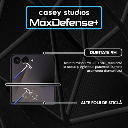 Folie Sticla MaxDefense+ - Samsung Galaxy Z Flip7 - Negru