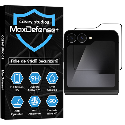 Folie Sticla MaxDefense+ - Samsung Galaxy Z Flip7 FE - Negru