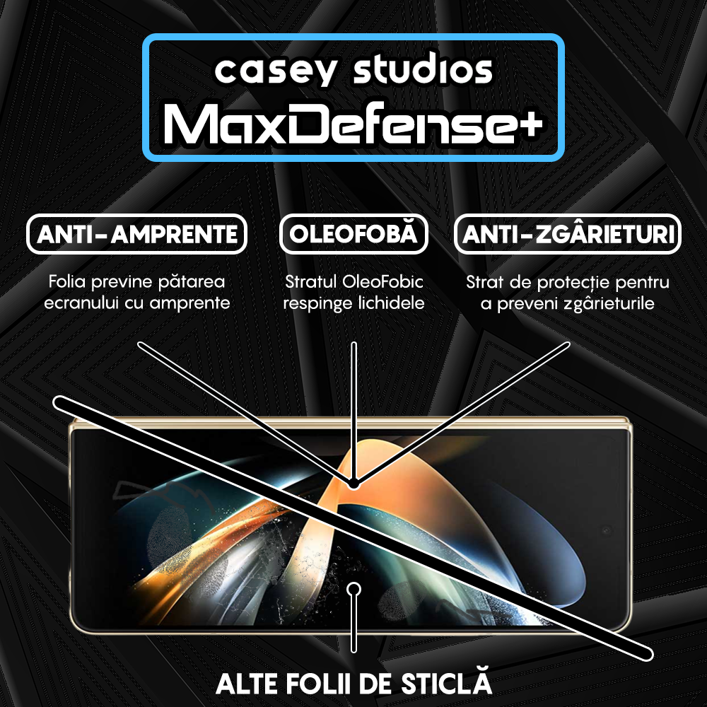 Folie Sticla MaxDefense+ - Samsung Galaxy Z Fold4 - Negru