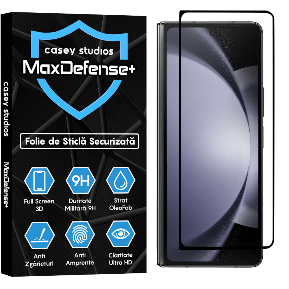 Folie Sticla MaxDefense+ - Samsung Galaxy Z Fold5 - Negru