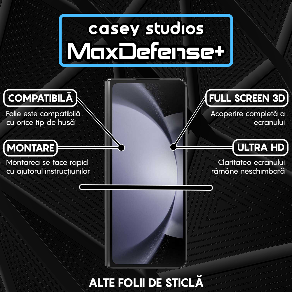 Folie Sticla MaxDefense+ - Samsung Galaxy Z Fold5 - Negru