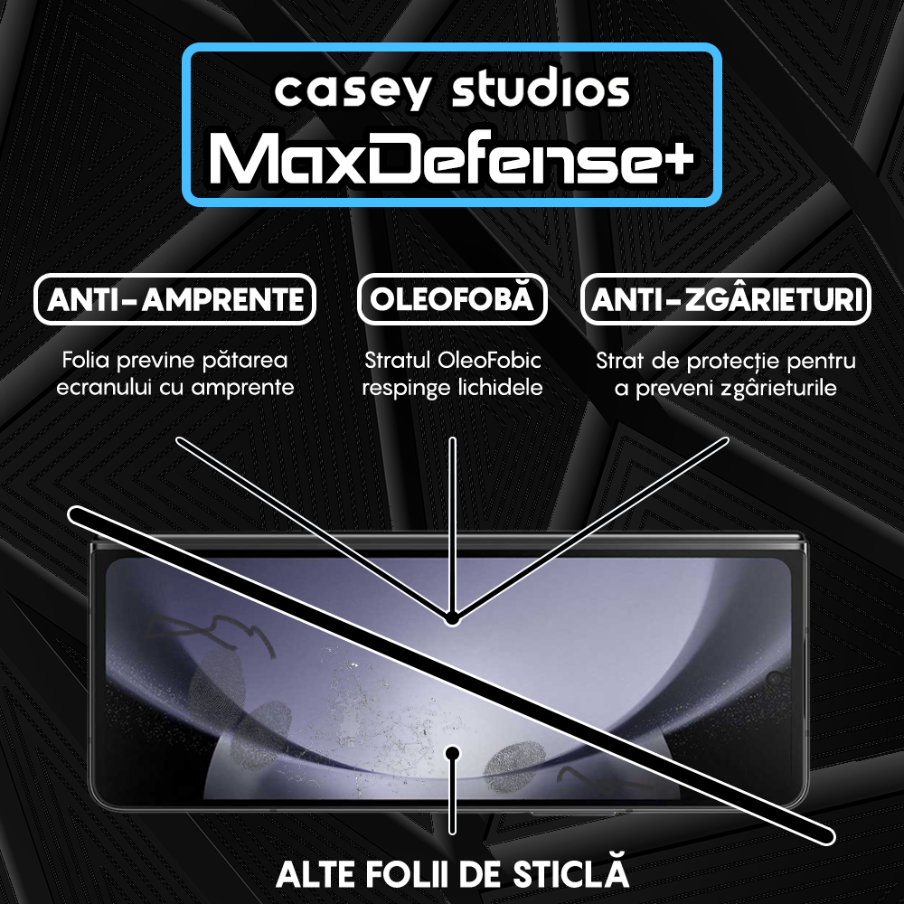 Folie Sticla MaxDefense+ - Samsung Galaxy Z Fold5 - Negru