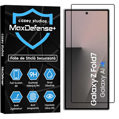 Folie Sticla MaxDefense+ - Samsung Galaxy Z Fold7 - Negru