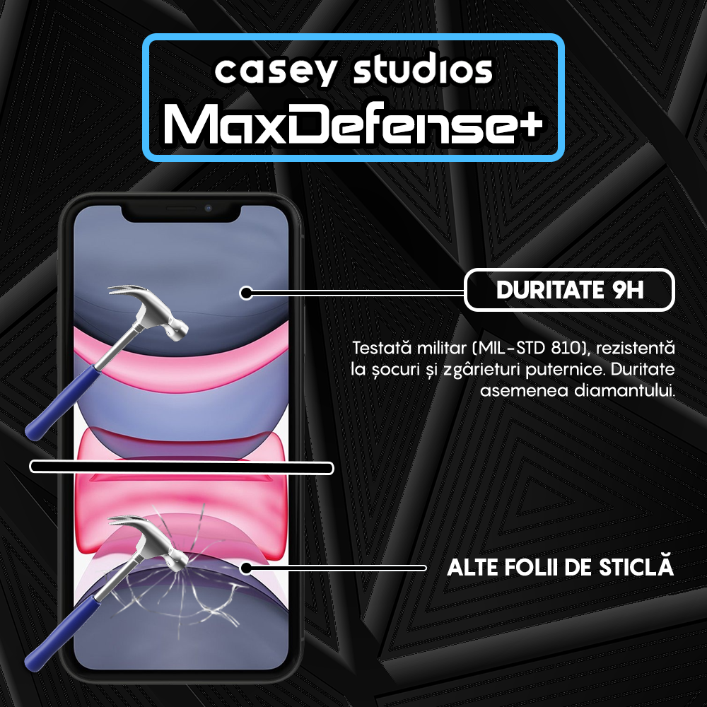Folie Sticla MaxDefense+ - iPhone XR/11 - Negru