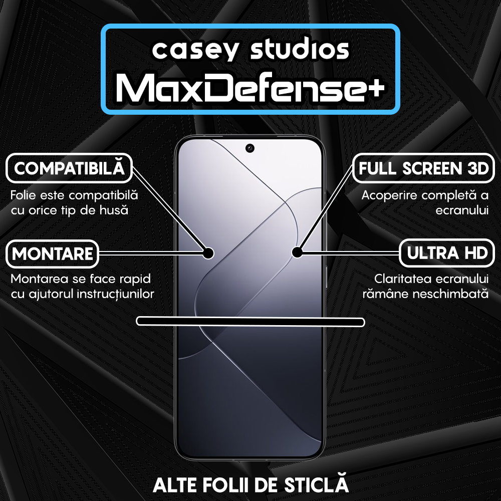 Folie Sticla MaxDefense+ - Xiaomi 13/14 - Negru