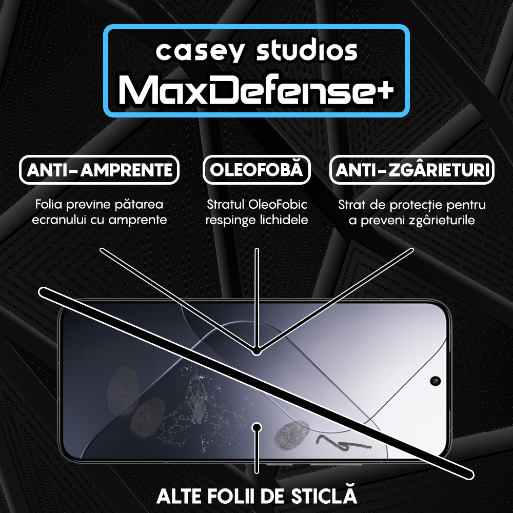 Folie Sticla MaxDefense+ - Xiaomi 13/14 - Negru