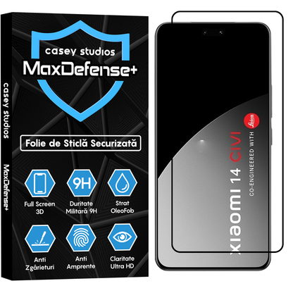 Folie Sticla MaxDefense+ - Xiaomi 14 Civi - Negru