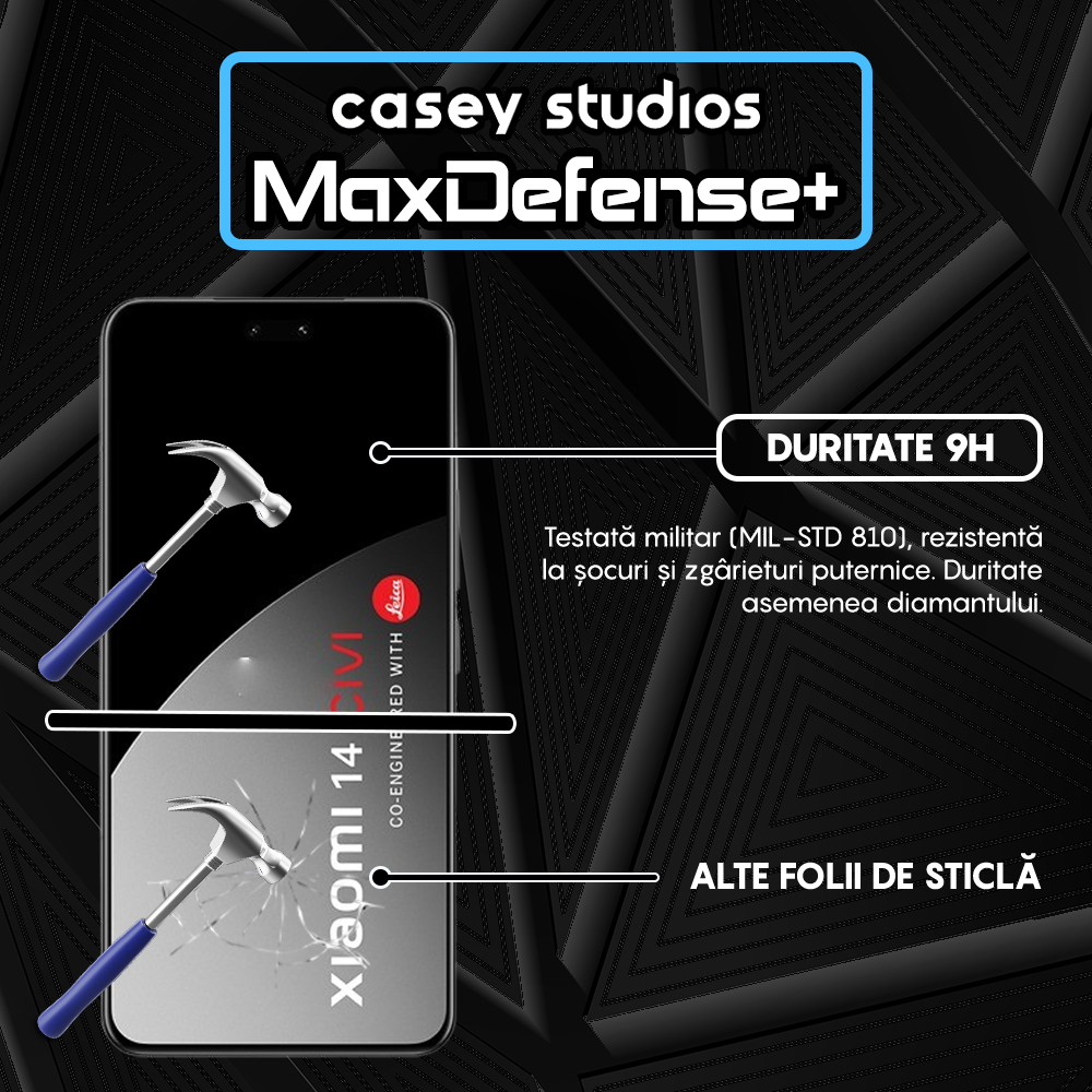 Folie Sticla MaxDefense+ - Xiaomi 14 Civi - Negru