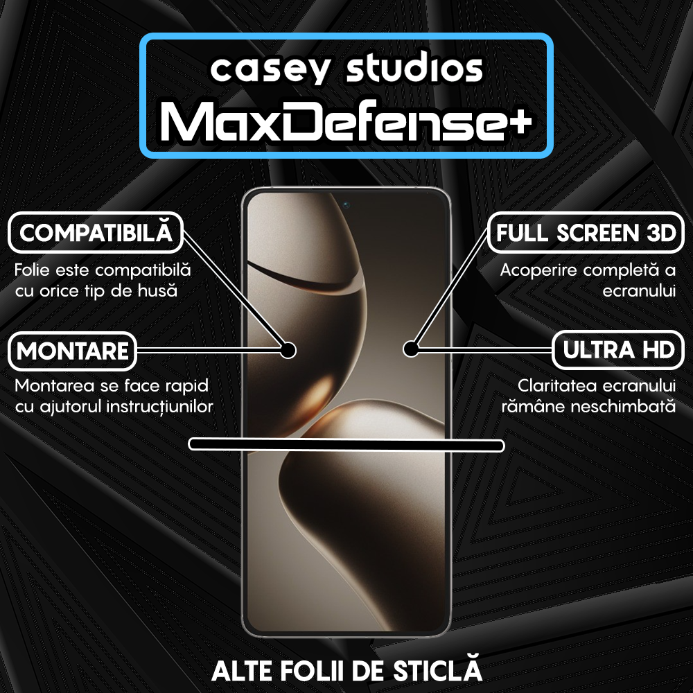 Folie Sticla MaxDefense+ - Xiaomi 14T Pro - Negru