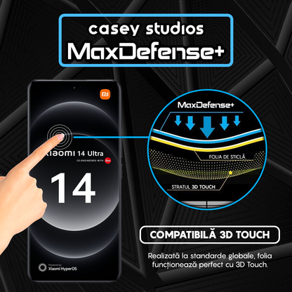 Folie Sticla MaxDefense+ - Xiaomi 14 Ultra - Negru